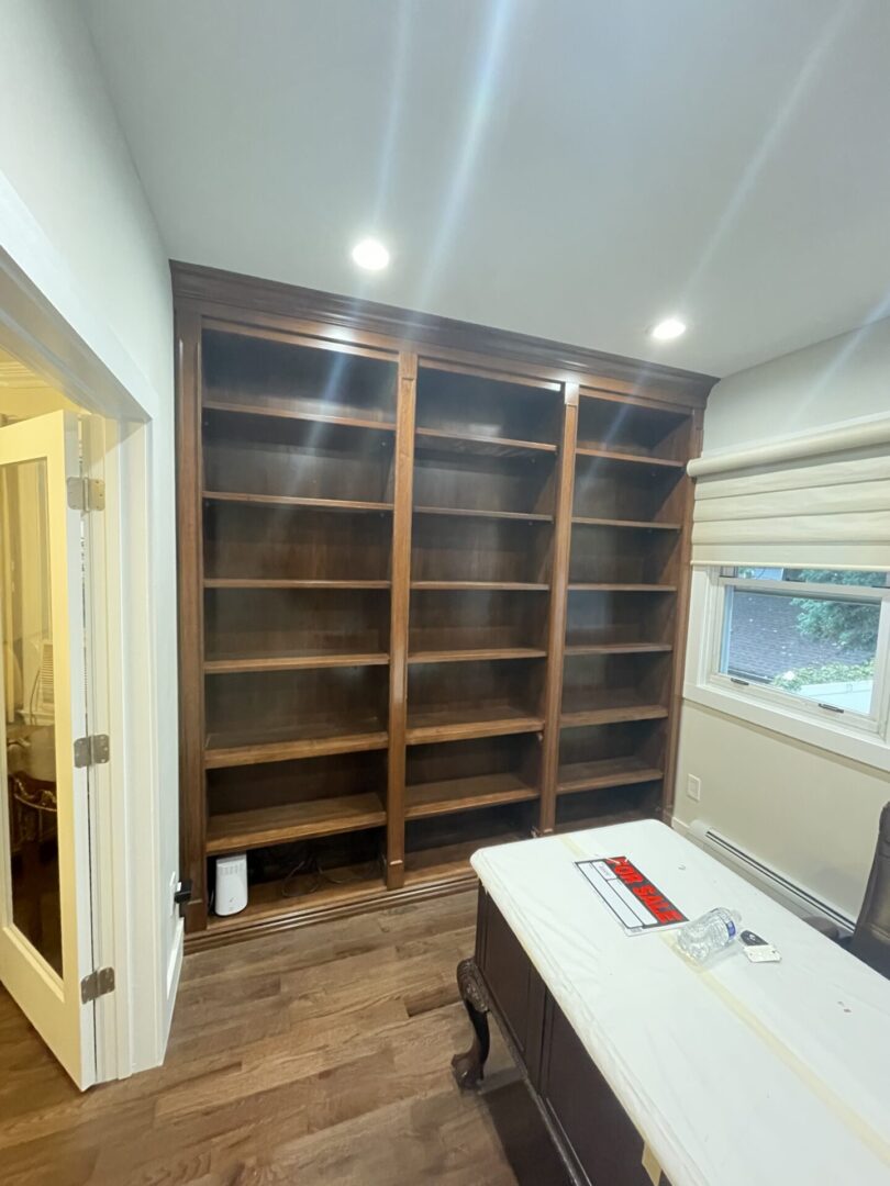 A wooden cupboard in a room